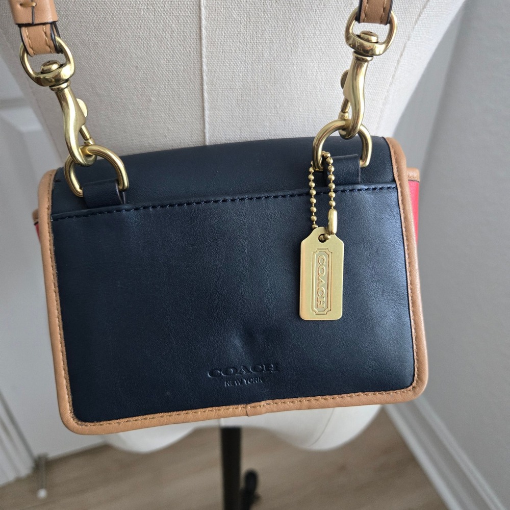 Vintage Coach Legacy Spectator Mini Bag Navy Tan Red Crossbody #6825 - Picture 2 of 13